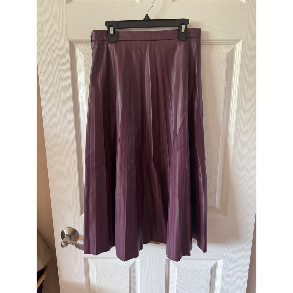 Bagatelle Collection Faux Leather‎ Skirt Womens Size Small Burgundy Pleated Midi